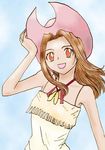  artist_request brown_hair cowboy_hat digimon digimon_adventure fringe_trim hat lowres smile solo tachikawa_mimi western 