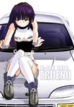  bad_anatomy car copyright_request excel_(gewalt) glasses ground_vehicle motor_vehicle panties pantyshot solo thighhighs toyota underwear white_legwear white_panties 