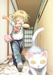  ^_^ blush cat chasing child closed_eyes original sody solo 