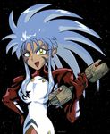  artist_request blue_hair minagi_(tenchi_muyou!) solo spiked_hair tenchi_muyou! yellow_eyes 