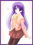  crossdressing happiness! long_hair long_sleeves male_focus minami_buchi otoko_no_ko pantyhose purple_eyes purple_hair school_uniform skirt solo watarase_jun 