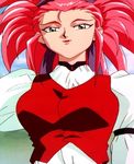  90s breasts green_eyes hair_pulled_back hakubi_washuu large_breasts older red_hair screencap solo spiked_hair tenchi_muyou! 
