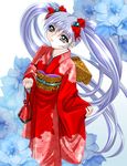  artist_request flower hoshino_ruri japanese_clothes kidou_senkan_nadesico kimono long_sleeves red_kimono solo twintails yukata 