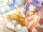  game_cg hair_intakes hinoue_itaru kanon long_sleeves minase_akiko multiple_girls pajamas sleeping tsukimiya_ayu 