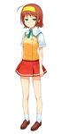  a1 bow bowtie brown_footwear full_body green_eyes hairband kimi_ga_nozomu_eien legs orange_vest red_hair red_skirt school_uniform shirt shoes short_hair skirt solo standing suzumiya_akane white_background white_legwear white_shirt 