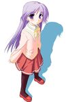  artist_request crossdressing happiness! long_sleeves male_focus otoko_no_ko pantyhose purple_eyes purple_hair school_uniform shadow solo watarase_jun 