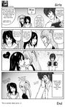  2girls amane_misa artist_request blood comic death_note death_note_(object) greyscale hard_translated heart highres kiss left-to-right_manga monochrome multiple_girls nosebleed source_request translated yagami_light yagami_sayu yuri 