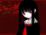  bangs black_hair black_serafuku blunt_bangs enma_ai hime_cut ishida_masatsuki jigoku_shoujo long_hair red_eyes school_uniform serafuku solo 