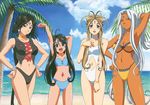  90s :d aa_megami-sama aa_megami-sama:_sorezore_no_tsubasa age_difference ahoge antenna_hair arm_up armpits bangs beach belldandy bikini black_bikini black_hair blue_eyes blue_sky blue_swimsuit blush bracelet breasts brown_eyes brown_hair casual_one-piece_swimsuit child cleavage cleavage_cutout clenched_hand clenched_hands cloud cross-laced_clothes crossed_legs dark_skin day detexted duplicate earrings facial_mark flat_chest forehead_mark hair_between_eyes halterneck hand_behind_head hand_in_hair hand_on_own_chest hands_on_hips holding_arm jewelry light_smile lineup long_hair looking_at_viewer low_ponytail medium_breasts multiple_girls navel navel_cutout neck_ring ocean official_art one-piece_swimsuit open_mouth orange_swimsuit outdoors palm_tree peorth ponytail satou_michio scan short_hair sidelocks skuld sky small_breasts smile standing strapless stretch string_bikini swimsuit tankini thigh_gap third-party_edit tree urd very_long_hair water white_hair white_swimsuit wide_hips 