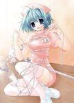  bdsm bondage bound clumsy copyright_request entangled nurse panties pantyshot pantyshot_(sitting) sakurazawa_izumi sitting solo thighhighs underwear white_legwear white_panties worried 