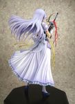  bow dress feena_fam_earthlight figure from_behind lavender_hair long_hair photo solo sword weapon yoake_mae_yori_ruri_iro_na 