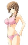  bikini braid breasts brown_eyes brown_hair huge_breasts kimi_kiss masakichi_(crossroad) mizusawa_mao solo swimsuit twin_braids 