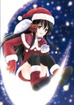  christmas hat long_sleeves minamoto_chikaru nabe_(violetwave) santa_costume santa_hat solo strawberry_panic! thighhighs 