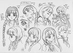  bangs greyscale highres monochrome production_art rodoreamon simoun 