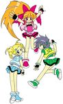  akazutsumi_momoko artist_request goutokuji_miyako hyper_blossom matsubara_kaoru multiple_girls pleated_skirt powered_buttercup powerpuff_girls_z rolling_bubbles simple_background skirt white_background 