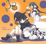  2girls ainu_clothes animal_ears aruruw candy dog_ears eruruw food halloween lollipop long_sleeves mukkuru multiple_girls swirl_lollipop utawareru_mono 