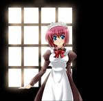  blue_eyes blush hisui kineya_emuko long_sleeves maid pink_hair smile solo tsukihime window 