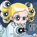  artist_request blonde_hair blue_eyes eyes goutokuji_miyako hat lowres octi powerpuff_girls_z rolling_bubbles top_hat what 