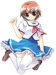  artist_request brown_eyes brown_hair kono_aozora_ni_yakusoku_wo lowres sawaki_rinna school_uniform shoes skirt solo thighhighs zettai_ryouiki 