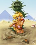  bikini bikini_tan blonde_hair breasts buried cobrat covered_nipples day dirty mario_(series) medium_breasts non-web_source pokey_(mario) princess_peach pyramid sand shax sinking snake solo striped striped_bikini stuck super_mario_bros. swimsuit tan tanline 