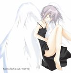  angel_wings barefoot closed_eyes dress konatsu_karasu nagato_yuki sleeping solo suzumiya_haruhi_no_yuuutsu wings 