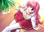  artist_request blue_eyes cd choker digital_media_player fukamine_riko gift gift_(game) gift_eternal_rainbow hair_ribbon ipod long_hair long_sleeves one_eye_closed pink_hair ribbon school_uniform solo thighhighs zettai_ryouiki 