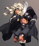  blonde_hair cozy gloves highres male_focus original red_eyes solo sword weapon 