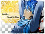  arms_behind_head bad_id bad_pixiv_id blue_eyes blue_hair blue_scarf hakuseki kaito male_focus scarf solo vocaloid world_is_mine_(vocaloid) 