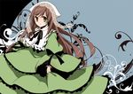  bad_id bad_pixiv_id brown_hair dress frills heterochromia long_hair rin_(royal) rozen_maiden solo suiseiseki very_long_hair 