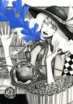  eyeball flower graphite_(medium) hane_(azelye) head_tilt highres komeiji_koishi monochrome rose smile solo spot_color touhou traditional_media wind_turbine windmill 