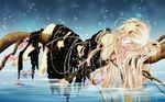  barefoot chii chobits clamp dress flowers long_hair water white_hair your_eyes_only 