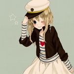  bad_id bad_pixiv_id blonde_hair blue_eyes casual hat k-on! kotobuki_tsumugi listen!! long_hair mizutamako one_eye_closed sailor_hat solo striped 