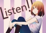  bad_id bad_pixiv_id brown_eyes brown_hair casual denim highres hirasawa_yui jeans k-on! listen!! pants short_hair solo wooga 