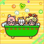  2boys bath bathtub bubble_bath chaozu chibi dragon_ball dragon_ball_(classic) dragon_ball_z lowres lunch_(dragon_ball) multiple_boys tenshinhan third_eye 