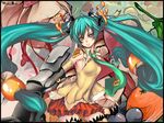  aqua_eyes aqua_hair food hatsune_miku thigh-highs tie twintails vocaloid 