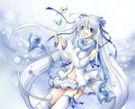  blue_eyes hatsune_miku snow stockings vocaloid white white_hair 