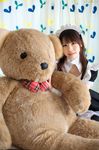  asian cute highres maid maid_apron photo stuffed_animal stuffed_toy teddy teddy_bear 
