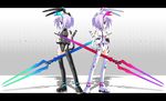  hiiragi_tsukasa lucky_star neon_genesis_evangelion plugsuit purple_hair spear weapon 