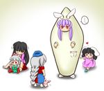  animal_ears bunny_ears child everyone fujiwara_no_mokou hair_ribbon heart houraisan_kaguya inaba_tewi miimiia multiple_girls reisen_udongein_inaba ribbon socks stuffed_animal stuffed_toy suppository touhou toy yagokoro_eirin 