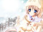  blue_eyes blush brown_hair canvas_3 chigusa_nanami quanxing snow 