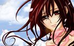  brown_eyes brown_hair close clouds kuran_juuri petals ribbons sky vampire_knight 