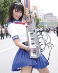  cosplay instrument keytar lowres momoi_haruko photo real_life school_uniform seiyuu solo 