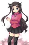  black_legwear fate/stay_night fate_(series) long_sleeves miniskirt skirt solo subaru_(yachika) thighhighs toosaka_rin turtleneck zettai_ryouiki 