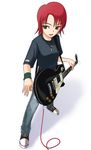  40010prototype cable denim electric_guitar green_eyes guitar instrument jeans jewelry juliet_nao_zhang les_paul my-otome necklace pants red_hair shoes short_hair sneakers solo wristband yuuki_nao 
