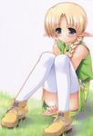  blonde_hair blush copyright_request elf jpeg_artifacts lowres ooji pointy_ears solo thighhighs 