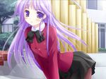  artist_request crossdressing happiness! long_sleeves lowres male_focus otoko_no_ko pantyhose purple_eyes purple_hair solo thighhighs watarase_jun 