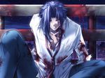  blood blood_on_face game_cg haga_masato long_sleeves male_focus onikagura solo yamamoto_kazue 