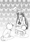  animal_ears bare_legs bunny_ears bunnysuit copyright_request greyscale monochrome morisoban solo 