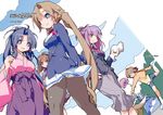  6+girls ahoge aria_(sister_princess) arm_up black_legwear blue_eyes blue_hair book breasts brown_eyes brown_hair chikage_(sister_princess) circle_name cloud copyright_name dress dutch_angle english from_behind from_below hair_ribbon haruka_(sister_princess) holding japanese_clothes karen_(sister_princess) kneepits leg_up long_hair long_sleeves looking_at_viewer looking_back mamoru_(sister_princess) medium_breasts multiple_girls najimi_shin necktie number open_book outdoors panties panties_under_pantyhose pantyhose pantyshot ponytail profile purple_eyes purple_hair ribbon sakuya_(sister_princess) school_uniform shirt short_hair sister_princess skirt small_breasts smile socks spandex standing standing_on_one_leg twintails umbrella underwear very_long_hair white_legwear white_panties 