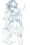  arcana_heart boots doll elfriede_(arcana_heart) graphite_(medium) lieselotte_achenbach luna_lia monochrome sitting sketch solo traditional_media 